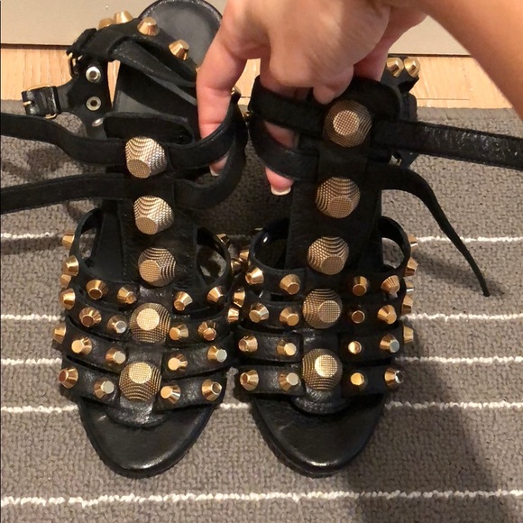 Balenciaga Shoes - ✨ Balenciaga Paris Gold Stud Wedges 38 ✨